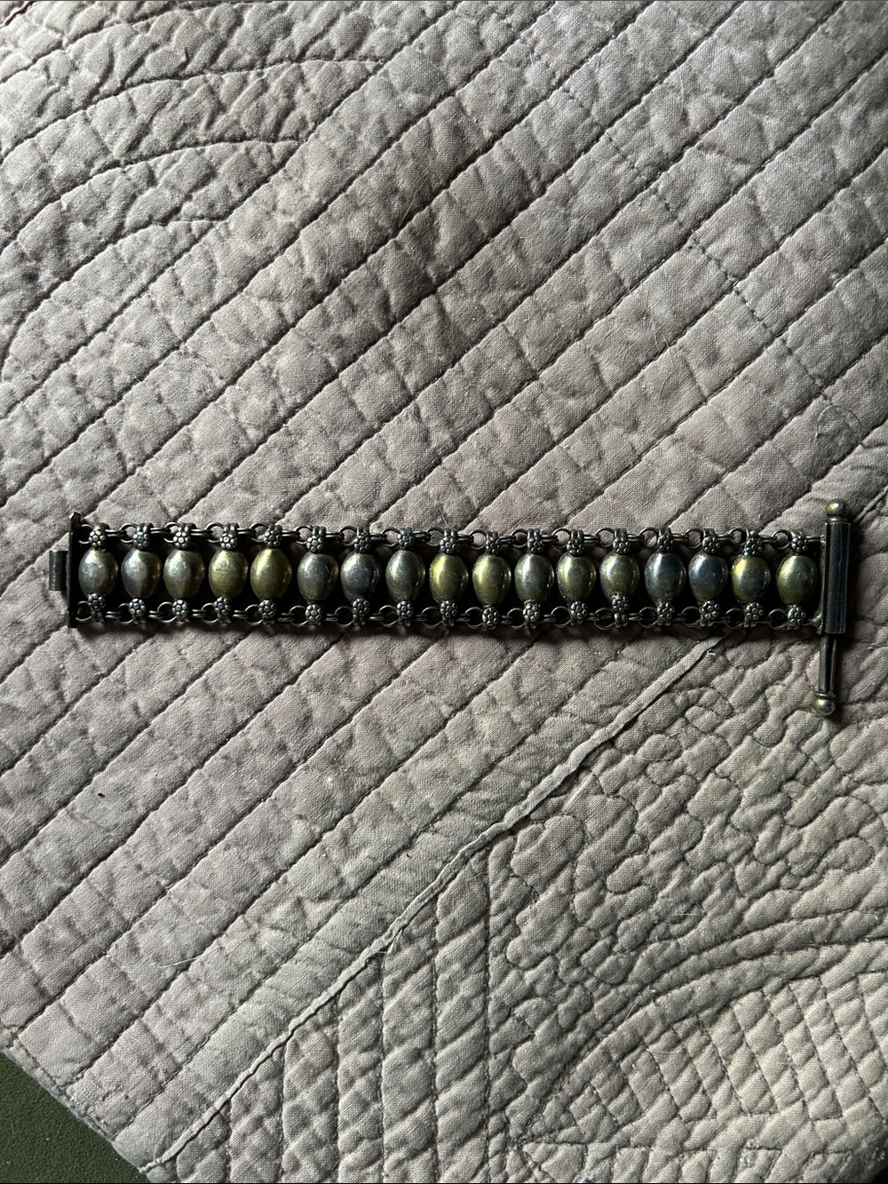 Chunky Oval Bead Toggle Bracelet in Antique Indonesian silver.